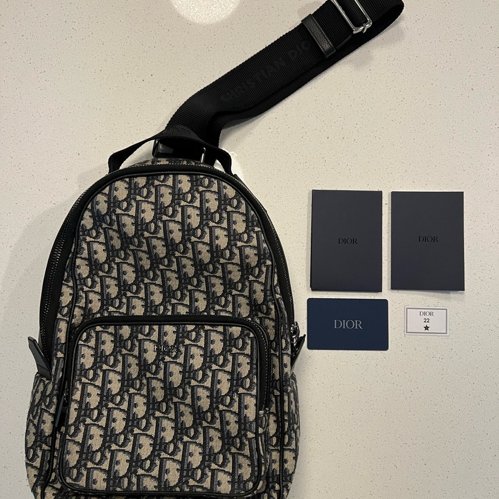 Dior Blue and Beige Men's Sling Bag